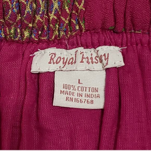 Royal Paisley Pink Floral Sequins Maxi Skirt Large Boho Gypsy Hippie Flowy NWT - Picture 7 of 12